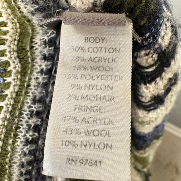 J. Jill Western Print Fringe Wool Blend Lagenlook Open Sweater Womens Sz XS - Picture 4 of 4